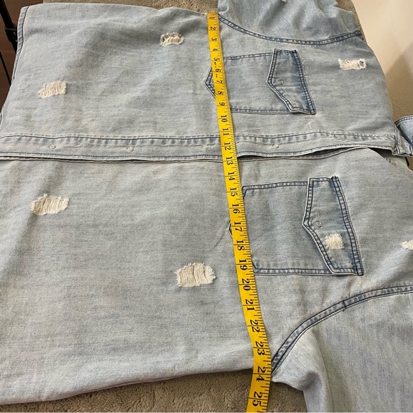 Jaded Gypsy Women’s S/M Embroidered Oversized Denim Shacket Floral Colorful Boho - Picture 10 of 11